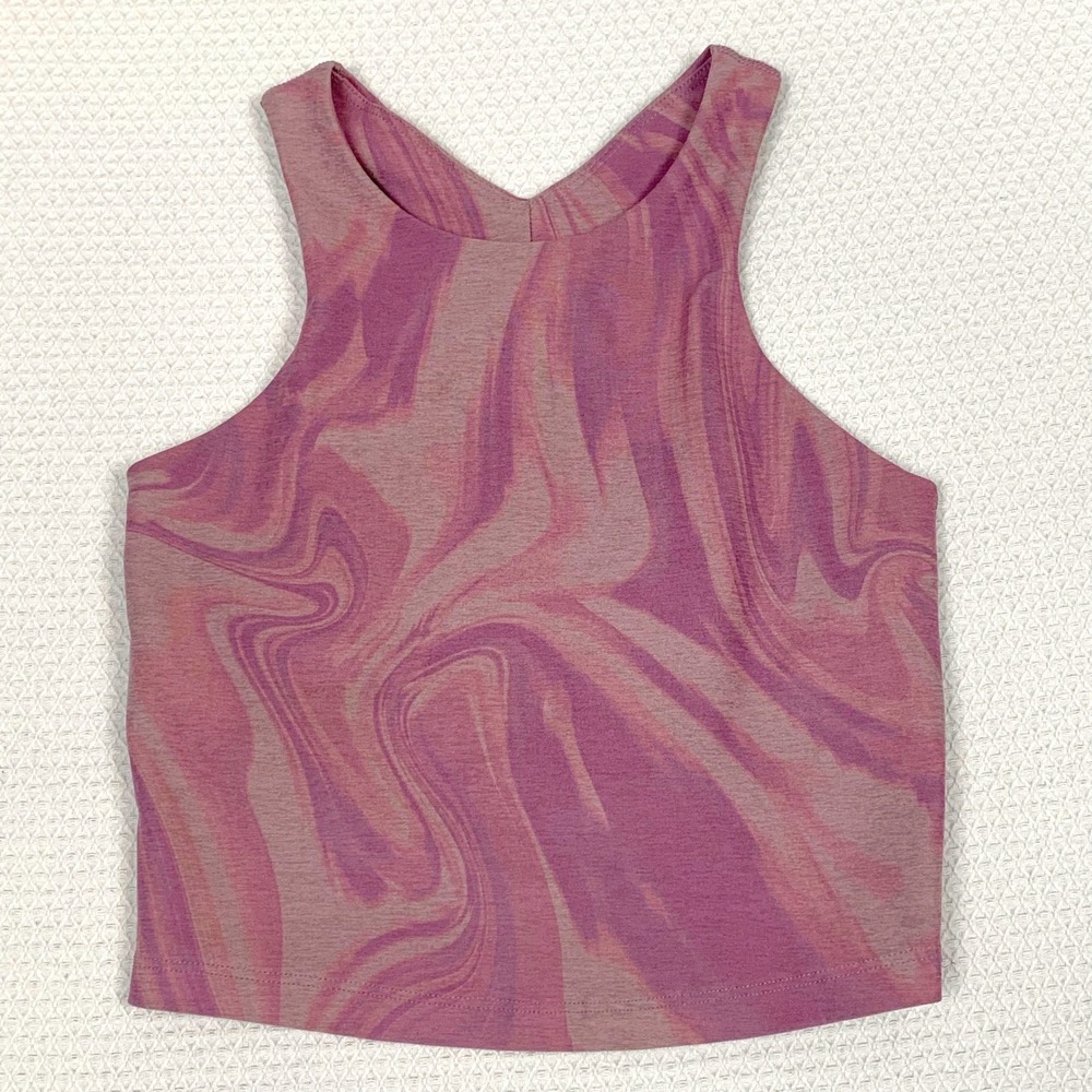 Beyond Yoga Spacedye Slim Racerback Cropped Tank Pink Purple Marble Swirl
